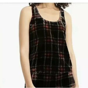 J Crew Sleeveless Blouse Tank Womens 0 Plaid Stewart Velvet K2521 Multi Color